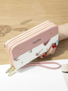 2025 New Large Capacity Long Wallet Double Zipper Mobile Phone Bag Womens Rivet Money Clip Handheld Bag Coin Purse Youth