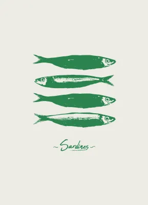 Retro Kitchen Fish Blue Sardines Red Lobster Tuna Poster Print Wall Art Pictures Canvas Painting Living Room Bedroom Home Decor
