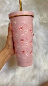 Ly giữ nhiệt Kuromi750ml mua 1 được 5 (Ly+ống hút+cọ vệ sinh+nút silicon chống tràn +nắp đậy ống hút siêu cute)
