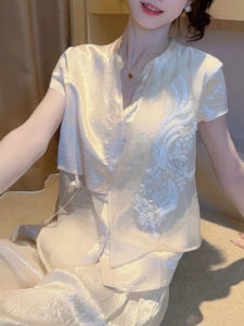 Shalldoer | Korean Style Round Neck Printed High-End Design Short Sleeve Womens Shirt Versatile Summer Fashionable Casual Fit Top