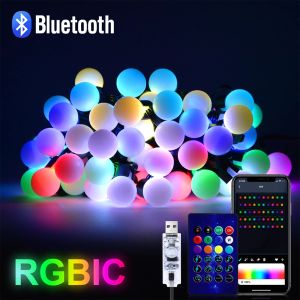 LED Fairy Light String USB DC5V Dreamy Color RGB IC LED Round Ball String Light Christmas Party Birthday Decoration Light