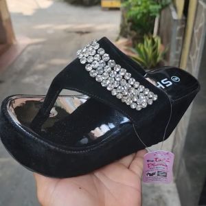 Dép Nhung Quai Kẹp Xoàn Đá Thật 8P Chinh Hãng SHLL Cao Cấp 6615-3