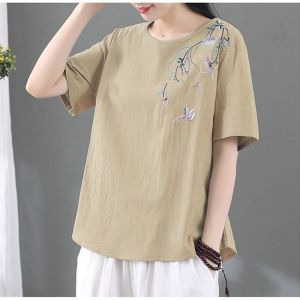 Lieoyuarn | Vintage Flowered T-Shirt Big Size