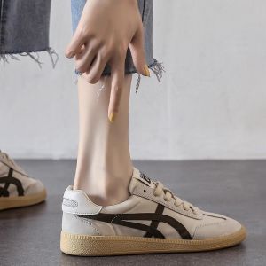 Leather Running Shoes Womens Casual Sports Flat Shoes Lightweight Soft Bottom Dequn Shoes for Students And Youth