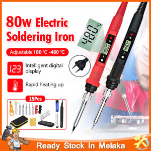 15PCS Adjustable Temperature Electric Soldering Iron 220V 80W Portable Welding Solder Rework Station Fast Heating Pencil Tips Repair Tools
