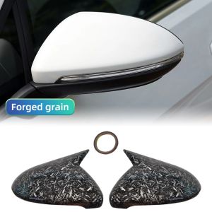 For VW Golf 7 MK7 MK7.5 GTI R GTE GTD 2014-2019 Carbon Fiber Pattern Mirror Case Black Side Wing Rearview Mirror Cover
