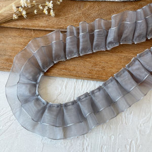 Silver Grey Lace Trim DIY 手工 裙子 装饰 下摆 衣服 配饰 折叠 荷叶边 带子