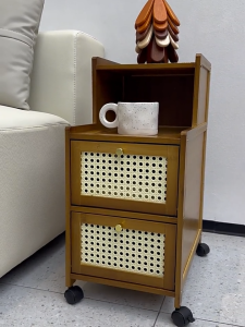 Multiple Layers Bedside Table Modern Solid Wood  Nightstand  Narrow Slit Bedside Locker With wheels Environmentally Friendly Wood Save space Easy to take