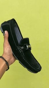 Sepatu Pria Slip On Kulit Moccasin Loafers Cowok Kerja Kasual Santai Keren Flat Shoes - Ghaneo A05