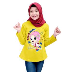 Atasan Anak Perempuan Lengan Panjang Gambar Hijab Usia 1-10 tahun