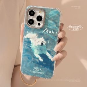 💯【Phone Case】+FREE Shipping 💯 Cute Dog Ocean Blue Corak Kes Hard For iPhone 12 13 14 15 Pro Max 14 15 Plus Cover
