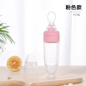 Baby Solid Food Spoon Squeeze Type Rice Paste Spoon Newborn Silicone Nursing Bottle Baby Rice Noodles Feeding Bowl Solid Food Tools Soft Spoon