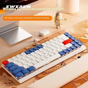 EWEADN MK68 Mechanical Keyboard Wireless 3-Mode Bluetooth Mini Mute 68keys PBT Keycaps Office Gaming Keyboard Mouse Set PC Gifts
