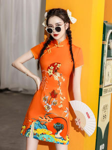 ชุดปีใหม่ สีอมร์ไม้ เป้าหมายเพ่อเงิน กี่เพ้า ถนนทอด ชองซัม สูงสำหรับหญิง เปิดบริการชุดหญิง ชองซัมใหม่ ถนนทอด ขนาดใหญ่ สาวยอดนิยม สไตล์จีน เท