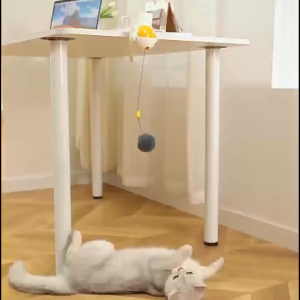 Lovinland Automatic Lifting Cat Toy Ball Interactive Electronic Feather Ball with Auto-Moving & Lifting Features for Indoor Cats Self-Play Space Ball Design Hanging Toy