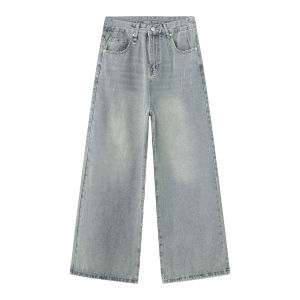 ONELYC1NS Mens Vintage Washed Denim Set Loose Long Sleeve Shirt Jacket Straight Leg Jeans Autumn Fashion Ensemble