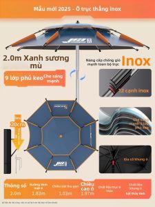 Ô dù câu cá Jia Zhi Diao gấp gọn cao su đen dày dặn chống mưa nắng