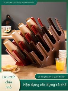 Thickened Oblique Four-Grid Coffee Milk Tea Cup Holder Cup Holder Paper Cup Storage Rack for Disposable Cups Desktop Storage