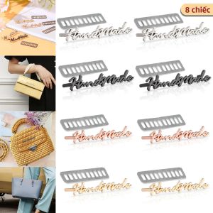 8 Cái Nhãn Kim Loại Thủ Công Thẻ Chữ Đế Kim Loại Hợp Kim Kẽm Dùng Cho Thủ Công DIY May Vá Túi Xách Quần Áo Giày Dép Quần Jean - Gói 1