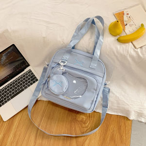 Kawaii Butterfly Knot Single Shoulder Bag Transparent Comic Con Bag Cute Japanese Style Crossbody Bag for Students And Girls