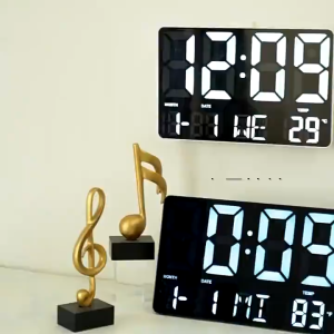 LED Large Screen Display Digital Remote Control Alarm Clock Wall Bracket Plug