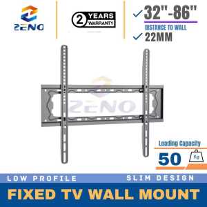 Zeno FB86 32"-86" Fixed TV Wall Mount Bracket Low Profile Design for LED LCD OLED-4K Flat Screen TVs up to 115lb Ultra Slim Fixed TV Mount with Max VESA  600x500mm Fits 16 inch Wood Stud 电视机墙壁支架挂架 penyanngkut dinding tv