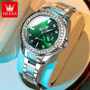 OLEVS Luxury Women Watches Original Waterproof Trendy Korean Style Casual Small Diamond Dial Stainless Steel Luminous Ladies Relo