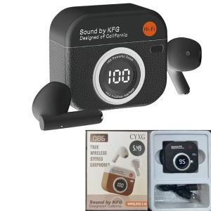 Aitemay Q86 máy ảnh phong cách retro tai nghe gắn tai không dây W/Màn hình LED Bluetooth 5.3 TWS âm thanh HD tai nghe thể thao chống nước cho âm nhạc (206 Byte)
