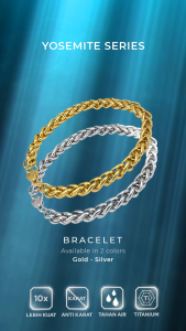 Emrys Premium YOSEMITE BRACELET Real Titanium GELANG Anti Karat Pria Wanita