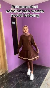 Baju senam wanita jumbo aerobik setelan olah raga wanita muslimah one set sport zumba yoga terbaru