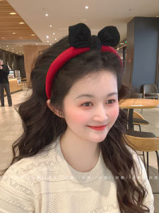 Elegant Red Sponge Hairband Womens High Hairline Face Wash Butterfly Knot Hair Accessories New 2025 Stylish Korean Style
