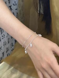 Silver Double Layer Bellflower Flower Bracelet Women Luxury Subordinate Exquisite Match Hand Decoration 2025 New High-End Atmosphere