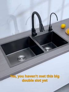 UNI-HOME Kitchen Sink SUS304 Stainless Steel With Faucet Set Nano Double Tub Sink Complete Set Give Drain&Basket