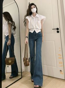 Quần Jeans Ống Loe Ôm Dáng Cạp Cao Co Giãn Dài Đến Sàn Cho Nữ Mùa Xuân Quần Jeans Denim Co Giãn Ống Loe Cao Cấp