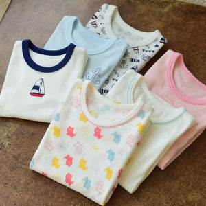 Three-Piece Childrens Pure Cotton Long Sleeve T-Shirt Set for Boys And Girls Spring Autumn Wear Comfortable Breathable Clothes