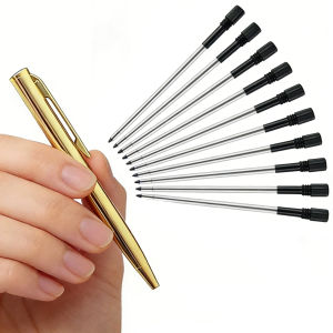 Pocket Mini Gold-Colored Ballpoint Pen 0.7mm Black/Blue Ink 10 Extra Refills Included Smooth Writing Office School Journaling