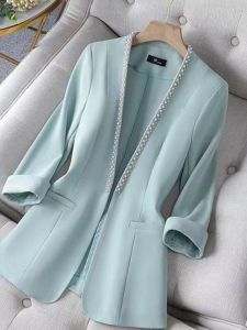 High-End Womens Blazer Jacket Sleeveless V-Neck Slim Fit Polyester Fiber Summer Autumn Fashionable Street Style