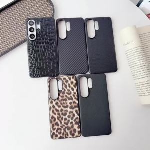 LS | Glossy Crocodile Carbon Fiber Saffiano Lychee Leopard Pattern Leather Case For Samsung Galaxy S26 S25 S24 S23 S22 Ultra Plus +