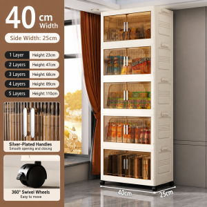 Next Day L40-70CM 3-5 Layers Foldable Storage Cabinet WIth 2 Magnetic Door Stackable Storage Box With Wheels