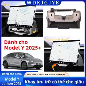 Hộp Đựng Đồ Dưới Màn Hình Tesla 3 Y 2019-2025 Thiết Kế Giấu Kín Khay Để Đồ Trung Tâm Lắp Đặt Chắc Chắn Chất Liệu ABS Có Thể Gấp Gọn