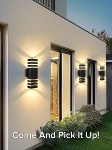 CANMEIJIA LED Wall Light Outdoor Waterproof IP65 Wall Lamp Tricolor Porch Light Replaceable E27 Bulb Nordic Wall Mounted Light for Garden Doorway Courtyard Home Decor Sconces