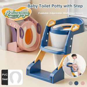 Aoduoyaya Kid Potty Ladder Training Toilet Ladder Foldable Kid Toilet Seat Folding Toilet Trainer with Ladder
