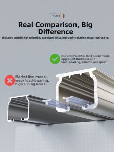 Silent Double Bearing Aluminum Single Track Hook Curtain Rollers for Bay Window Side Top Mount