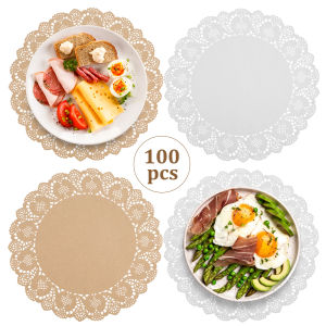100Pcs Round Lace Paper Doilies Placemats DIY Box Packaging Gift Wrap Paper Crafts For Wedding Party Favors Table Decoration Mat