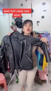 AL-Leather Premium Jaket Kulit Wanita Crop Jesica Elegant Hitam Coklat Moka Merah M L XL XXL 3XL