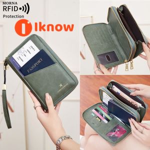 I know Fashionable RFID passport clip front pocket multifunctional PU leather passport cover holder passport wallet travel accessories Portable ID Bag