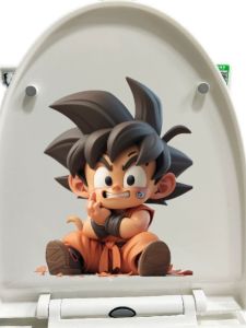 สติกเกอร์ปิดฝาส้วมลายการ์ตูนสร้างสรรค์ ซุปเปอร์ไซยาไทน์ น่ารัก ห้องน้ำ สติกเกอร์ปิดฝาส้วมกันน้ำ ป้องกันแบคทีเรีย