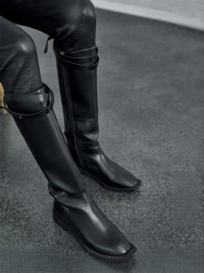 Fall Genuine Leather Straight Lace-up Boots for Women