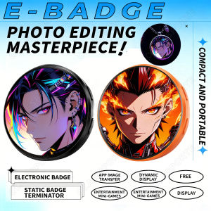 Electronic Badge HD Display Screen Bluetooth GIF Video Playback Touch Screen LED Audible Video Play Dynamic Smart Badge Fans New