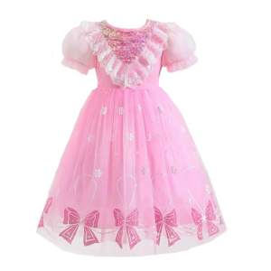 Summer Girls Tulle Dress Princess Sequined Puff Mesh Gown Kids Birthday Party Vestidos Children Casual Fashion Clothes 2-10Y